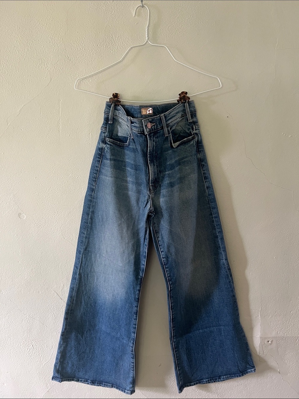 MOTHER The Hustler Roller Ankle Wide-Leg High-Rise Jean High on The Hog Wash 27 - Picture 1 of 4